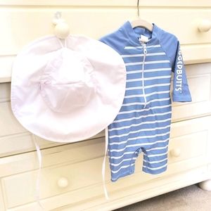 Rugged Butts 3-6 Month Bodysuit Swim and Hat